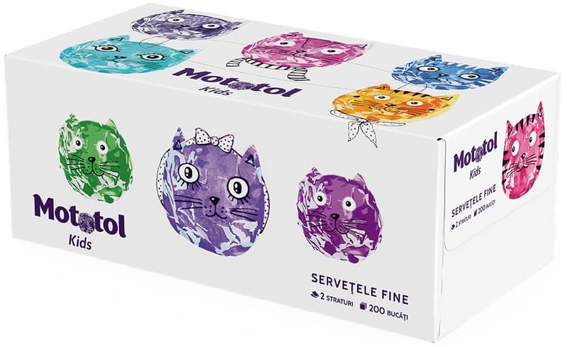 Mototol Kids Cutie servetele, 2 straturi, alb