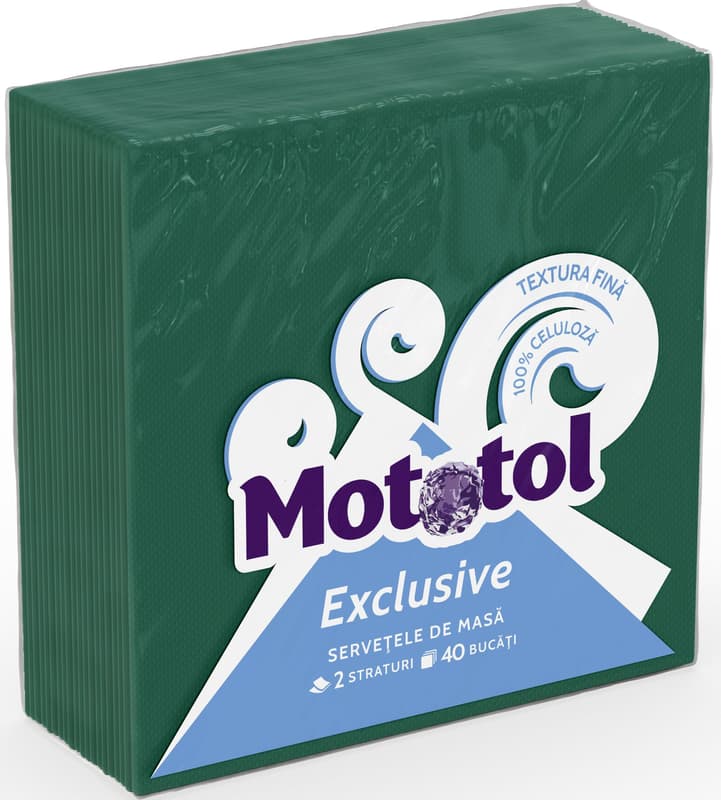 Mototol Fine Touch Servetele de masa 33x33 cm, 2 straturi, verde intes
