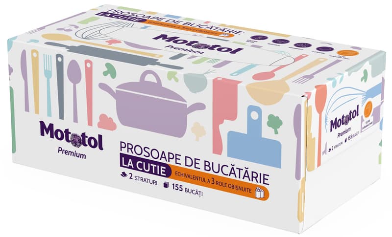 Mototol Prosop de bucatarie la cutie, 2 straturi, laminat alb