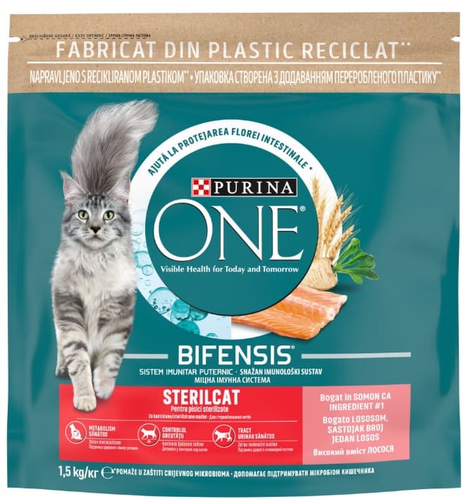 Purina One Steril Hrana uscata cu somon pentru pisici
