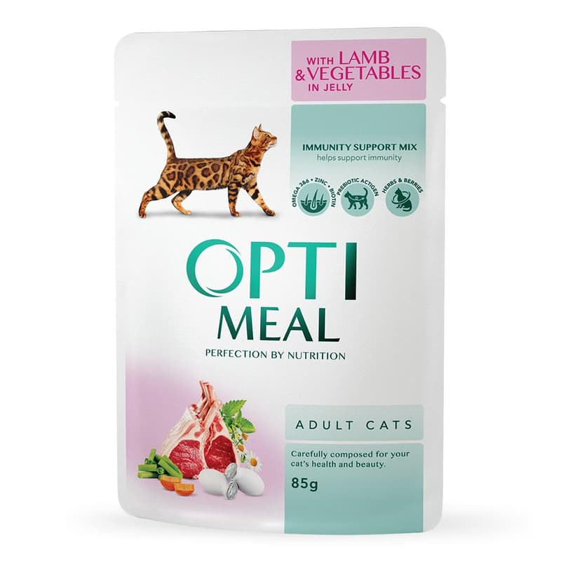 OPTIMEAL Wet cat food with lamb and vegetables in jelly