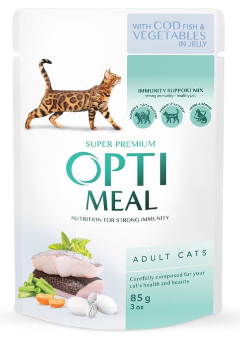 OPTIMEAL™ Hrana umeda pentru pisici, cod si legume in jeleu