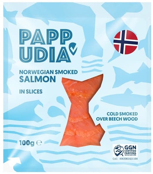 Pappudia Somon norvegian afumat feliat