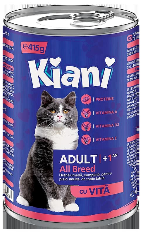 Kiani Hrana umeda pentru pisici adulte cu vita