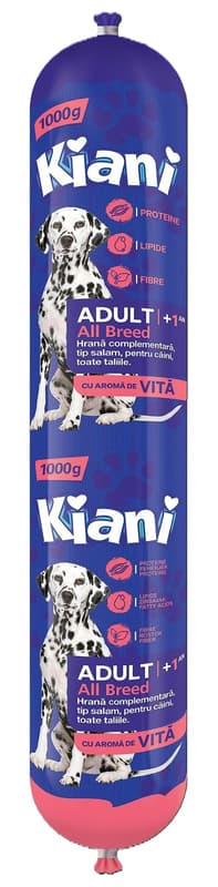Kiani Wet salami food for dogs, all sizes, with beef flavor