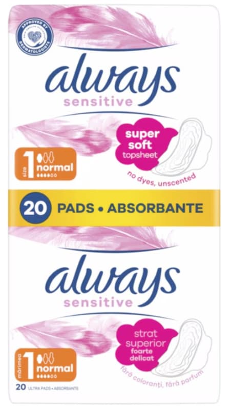 Always Sensitive Duo Pack Ultra Normal Plus Period pads, size 1