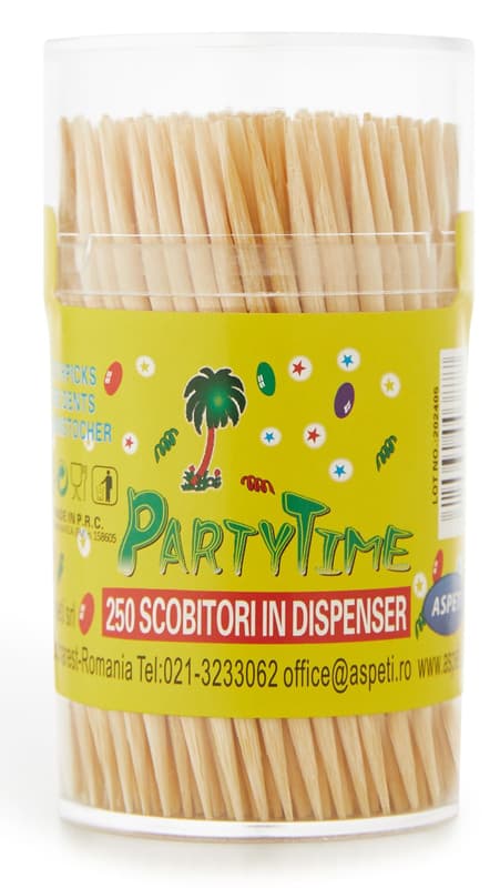 Partytime Bamboo toothpicks in dispenser