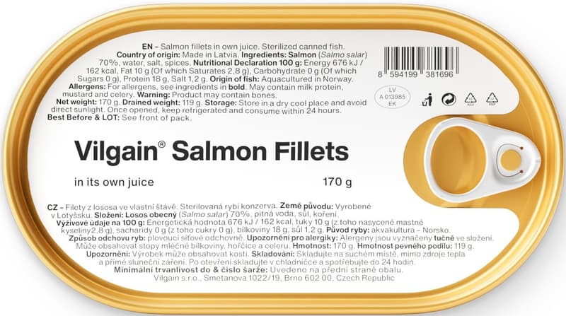 Vilgain Salmon fillet in own juice