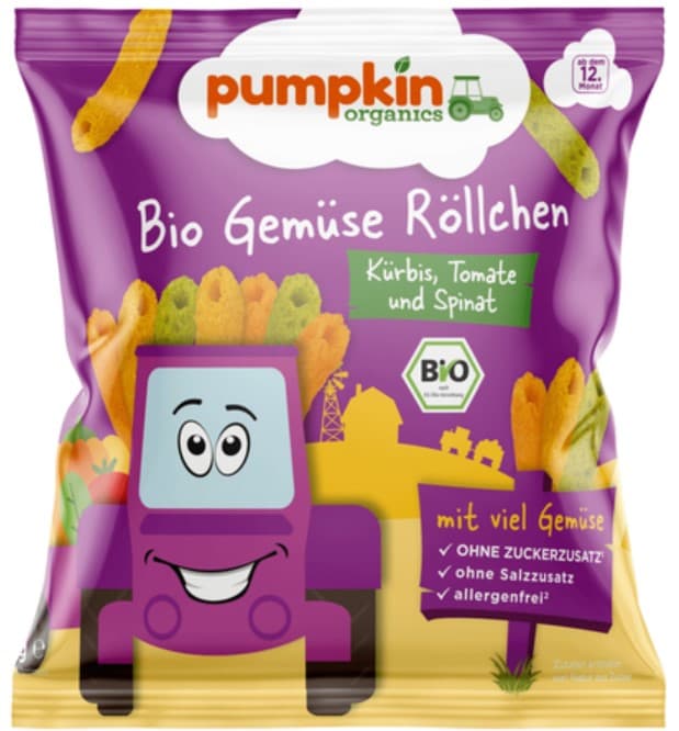 Pumpkin Organics ECO Snack Corn Tubes with Pumpkin, Tomato & Spinach, 12+