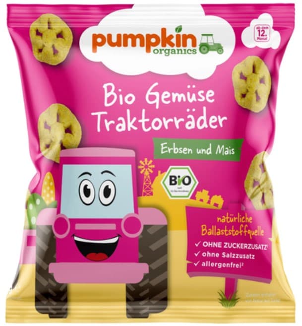 Pumpkin Organics ECO Snack Pea & Corn Rolls, 12+