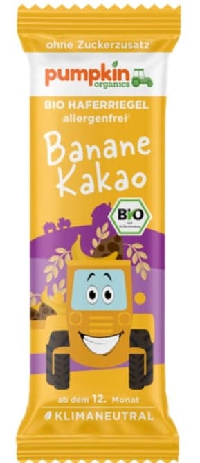 Pumpkin Organics ECO Baton din ovaz cu banana si cacao, 12+