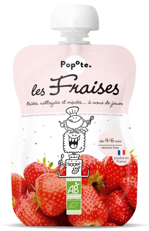 Popote ECO Puree with 70% strawberries, +4/6 months
