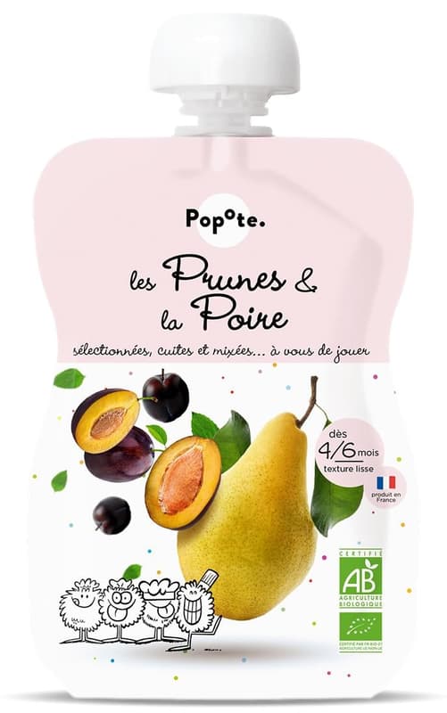Popote ECO Puree with 73% pear and 27% plum, +4/6 months