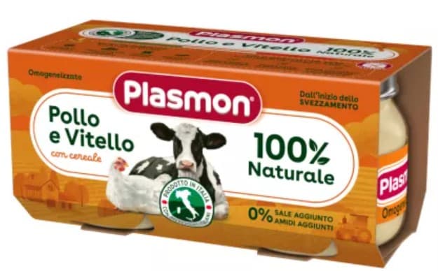 Plasmon Piure omogenizat cu pui si vitel, +6 luni, 2x80g