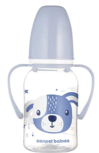 Canpol Babies Cute Animals Biberon cu gat ingust cu manere, 120 ml