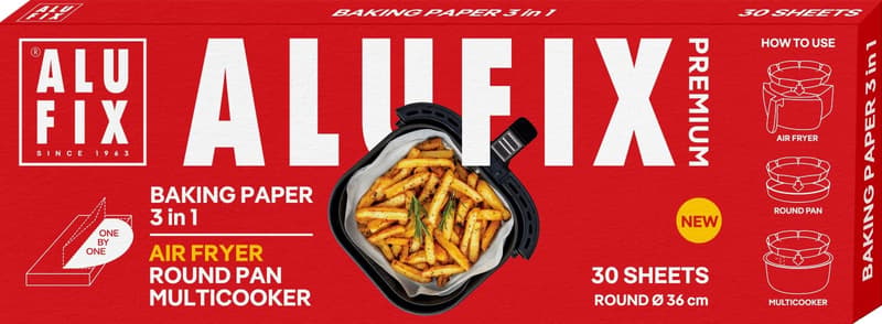 ALUFIX Hartie de copt pentru air fryer, multicooker, tigaie rotunda