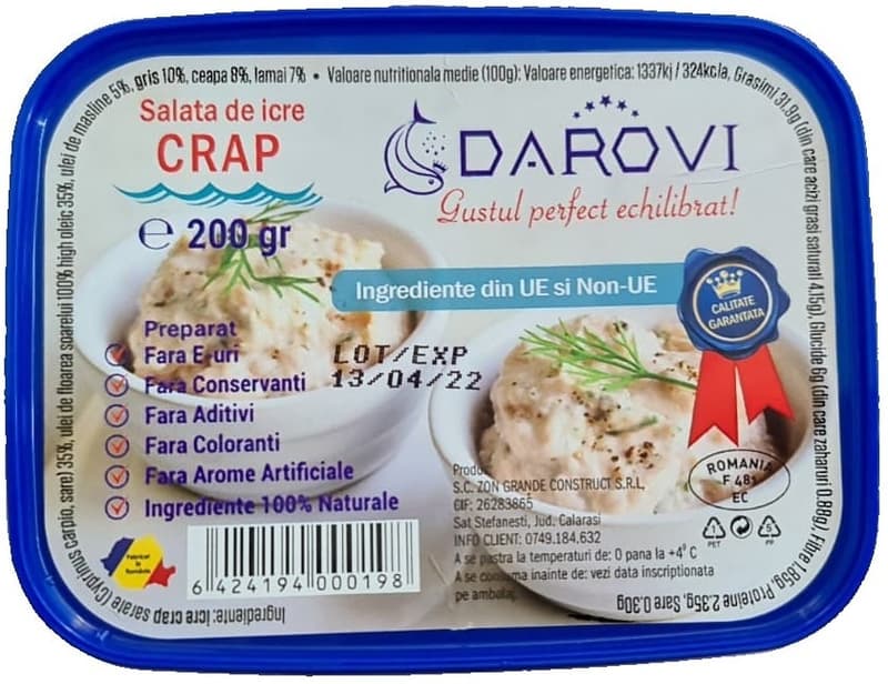 Darovi Salata de icre de crap (35% icre)