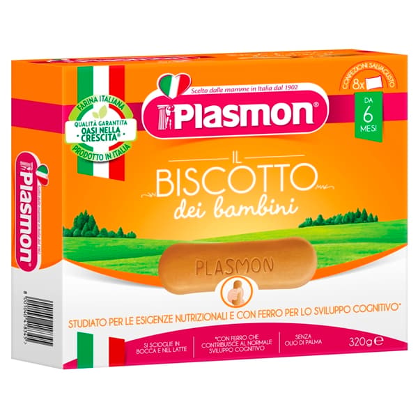 Plasmon Biscuiti cu cereale si vitamine+Ca+Fe, 6 luni