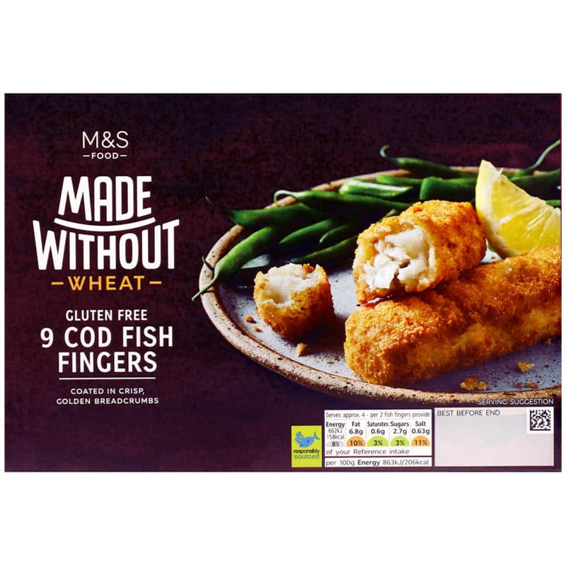 Marks & Spencer Made Without Wheat Gluten Free 9 Cod Fish Fingers