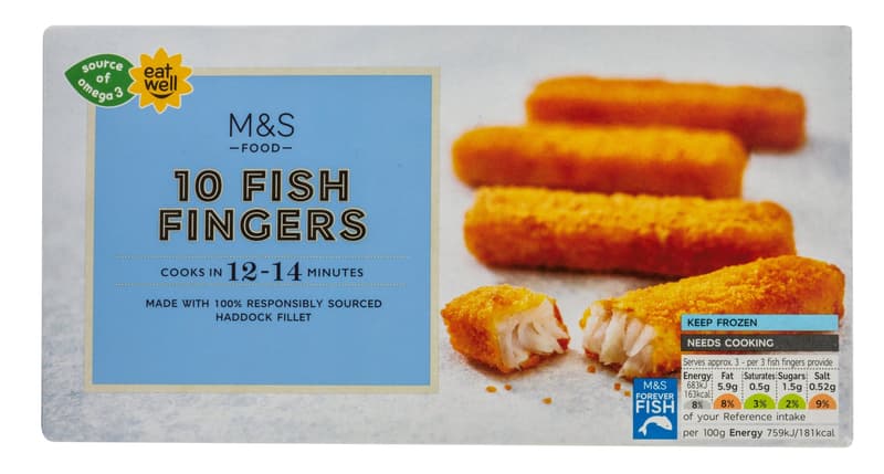 Marks & Spencer Batoane de peste eglefin pane 10 x 30g