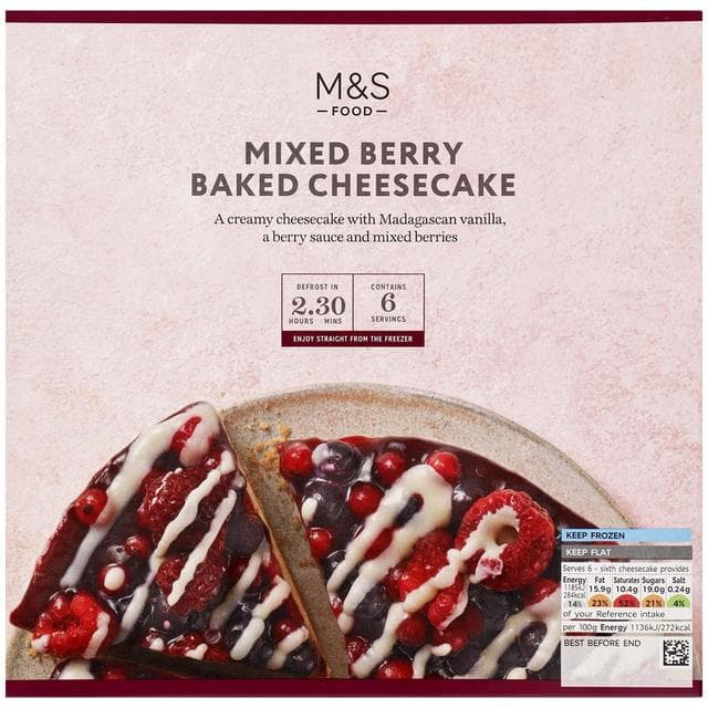 Marks & Spencer Cheesecake de vanilie cu glazura de fructe si ciocolata alba