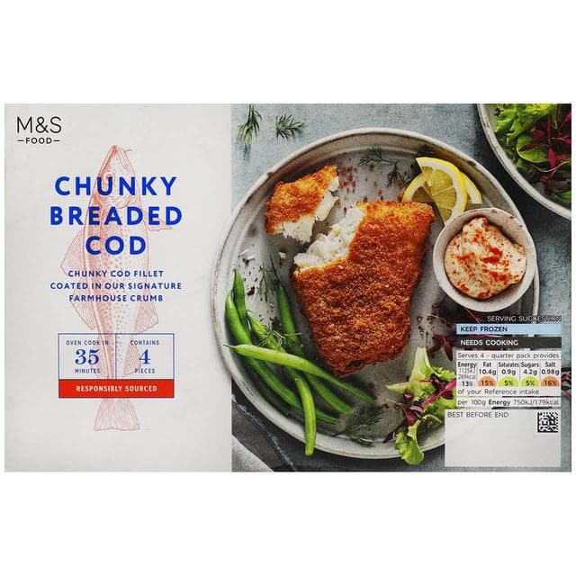 Marks & Spencer Fileuri de cod pane 4 x150g