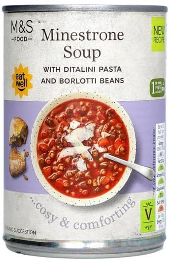 Marks & Spencer Supa de rosii cu legume, cu paste si fasole borlotti