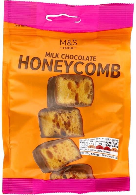 Marks & Spencer Bucatele de fagure de miere acoperite cu ciocolata cu lapte