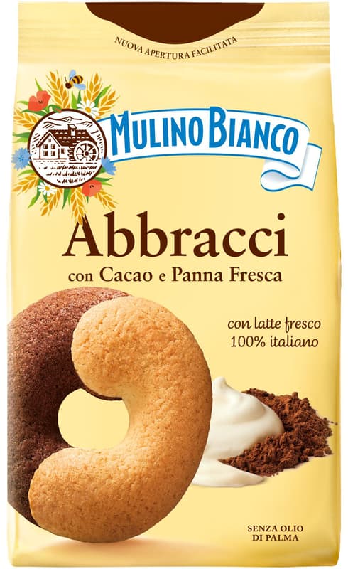 Mulino Bianco Abbracci Biscuits with cocoa and cream