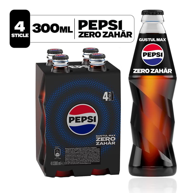 Pepsi Cola Carbonated Drink Zero Sugar 4 Pack Bottle