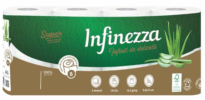 Infinezza Scented toilet paper, aloe vera, 8 rolls, 3 layers