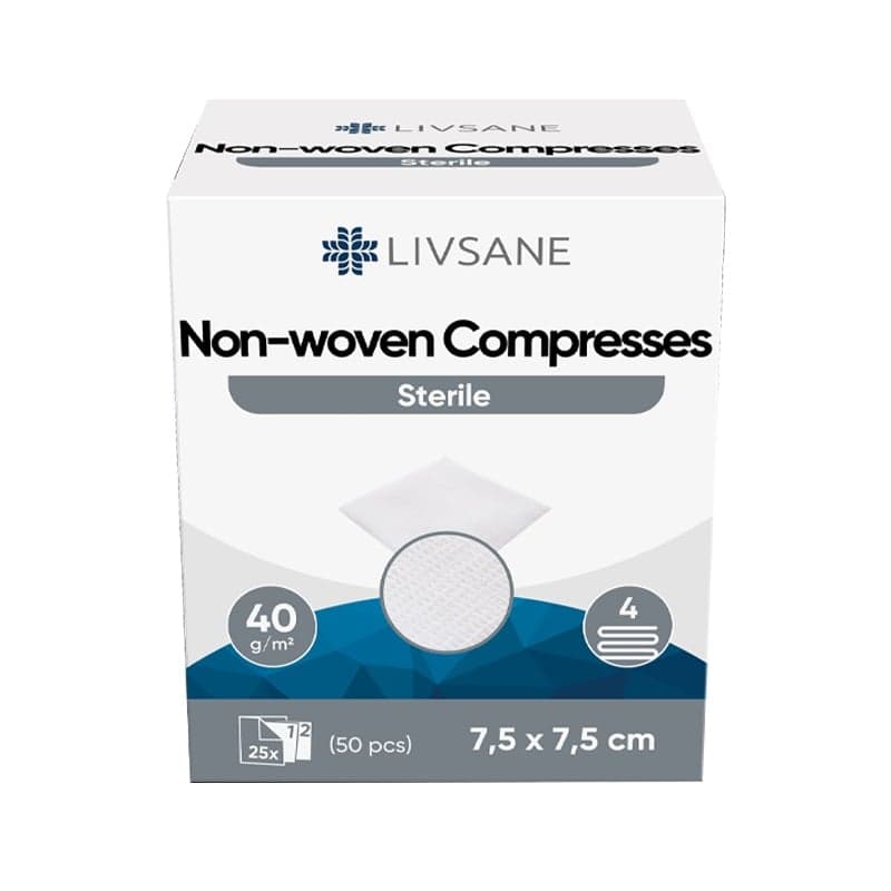 LIVSANE COMPRESE STERILE NETESUTE 7.5 X 7.5 CM 25 PLICURI 2 BUCATI