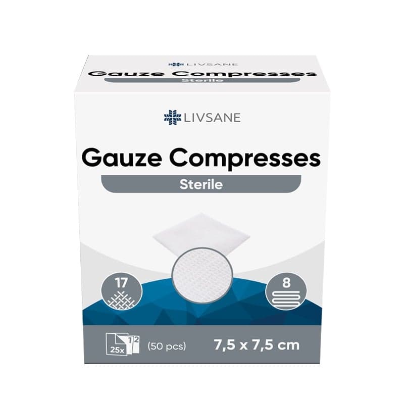 LIVSANE COMPRESE STERILE DIN TIFON 7.5 X 7.5 CM 25 PLICURI 2 BUCATI