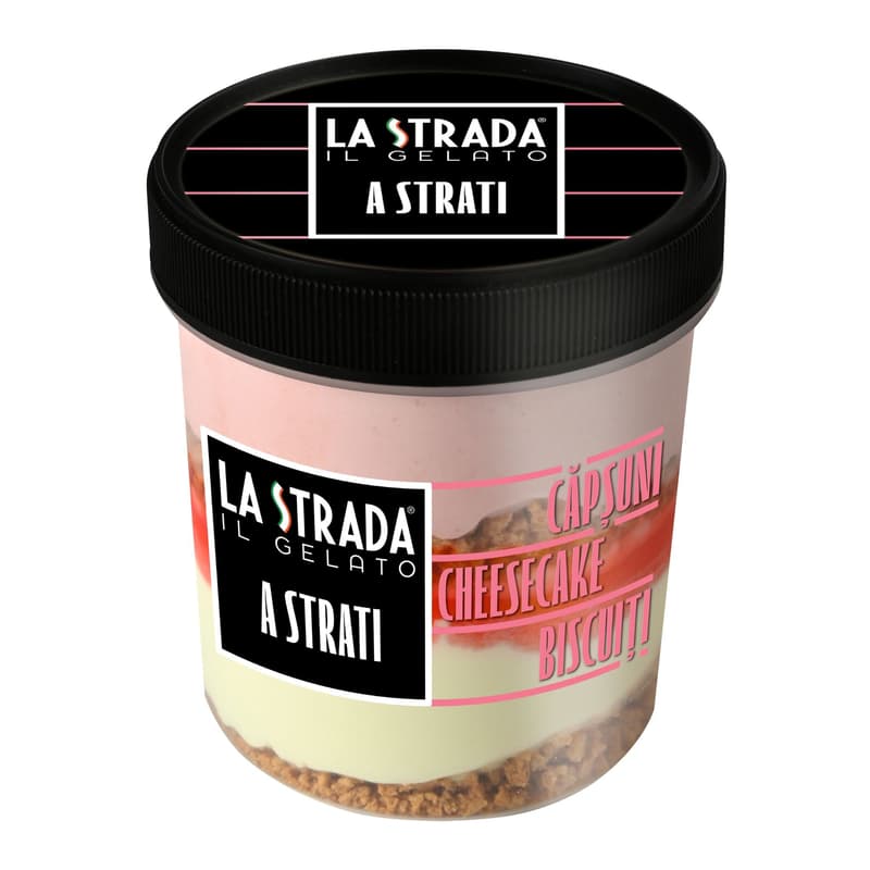 La Strada Inghetata de cheesecake capsuni si biscuiti