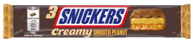 "Snickers Creamy Smooth Peanut Trio Chocolate Bar"