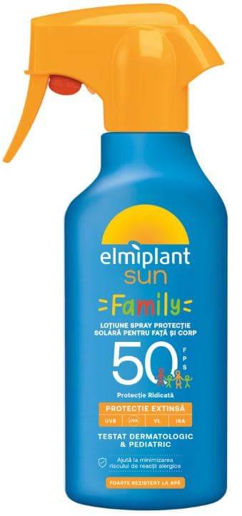 Elmiplant Family SPF 50 Lotiune spray pentru fata si corp cu protectie solara