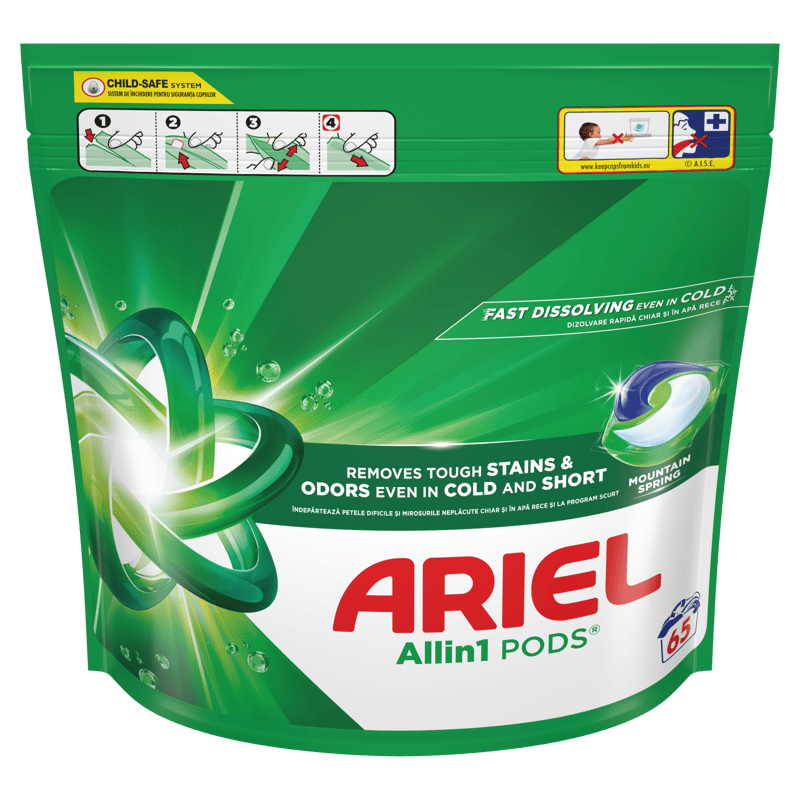 Ariel All in One Pods Detergent capsule, 65 spalari