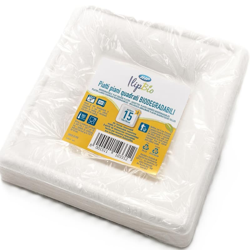 Fibraware Set farfurii patrate S 16x16cm, biodegradabile, trestie de zahar