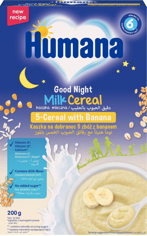 Humana Cereale cu lapte si banana "Noapte Buna" 6 luni+