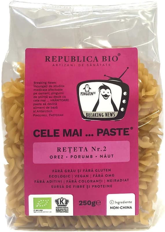 Cele mai... PASTE Recipe 2 Rice Corn Chickpeas, gluten-free, organic, Republica BIO, 250g