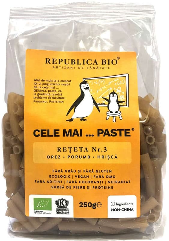 Cele mai... PASTE Recipe 3 Rice Corn Buckwheat, gluten-free, organic, Republica BIO, 250g