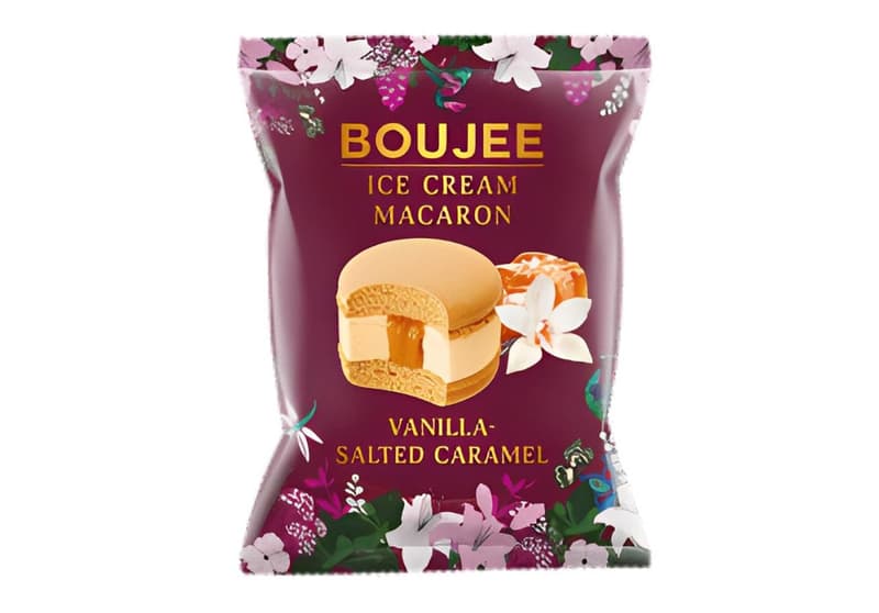 Boujee Macaron cu inghetata cu aroma de vanilie si caramel