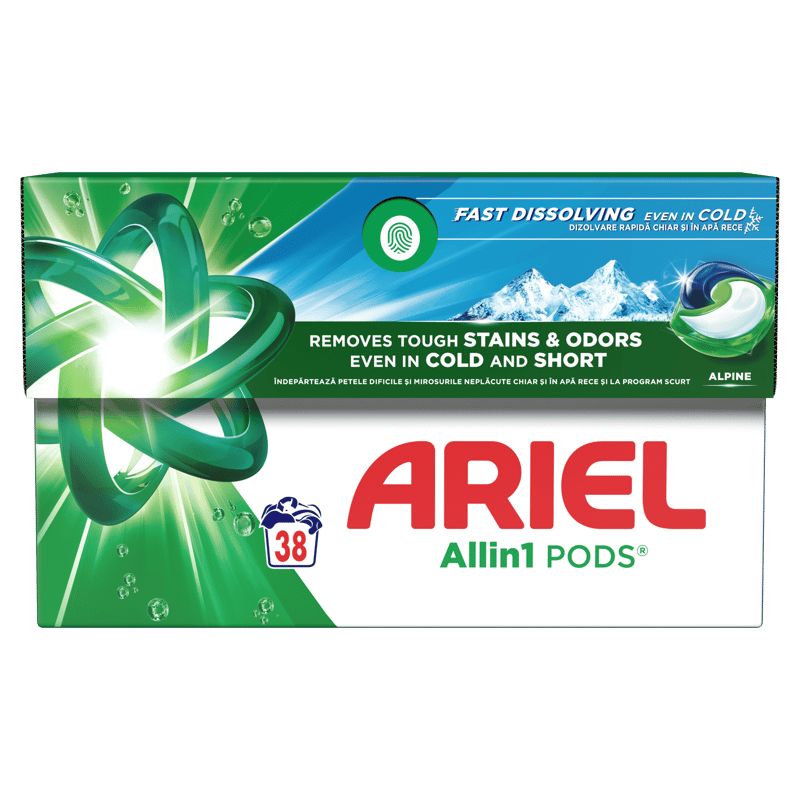 Ariel Alpine Laundry Capsule Detergent, 38 Washes