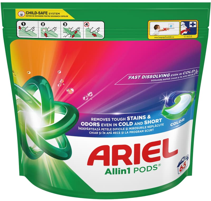 Ariel Detergent Capsules for Colored Laundry, 65 Washes