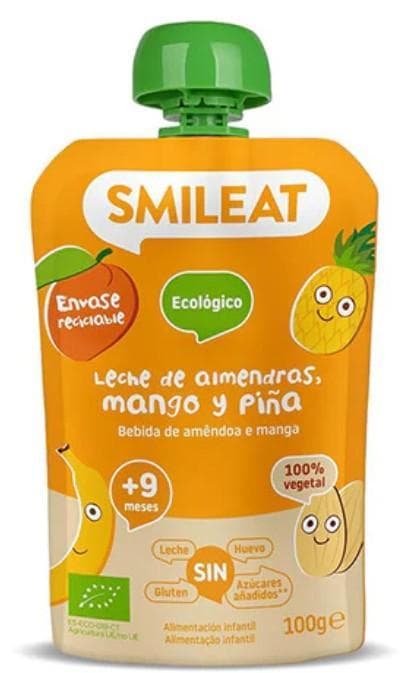 Smileat Snack Apple puree, almond, pineapple and mango drink - doypack 100g, +9 months, Eco,