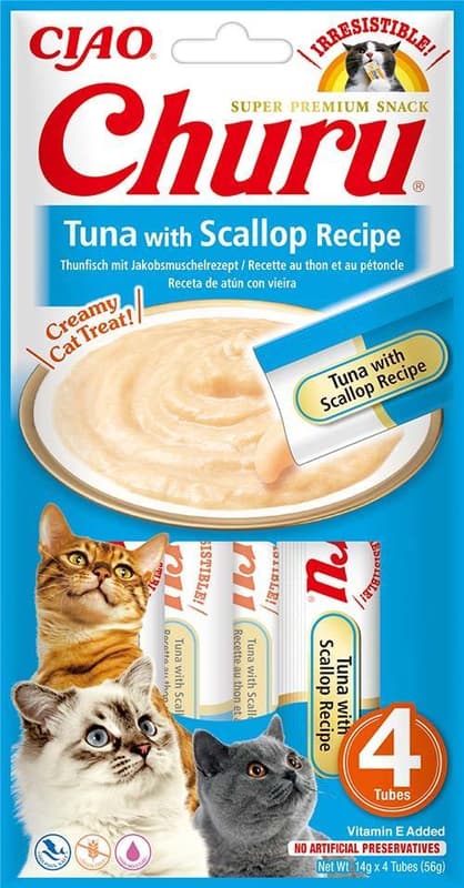 Inaba Creamy Cat Treats Churu Tuna & Clams