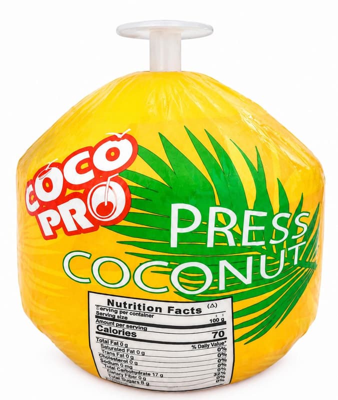 Nuca de cocos proaspata cu dispozitiv pentru baut