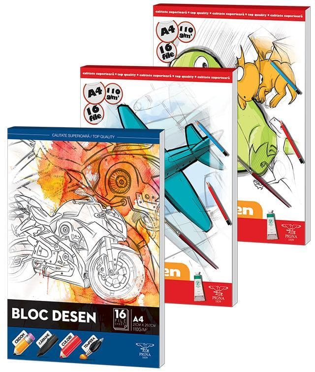 Pigna Bloc desen, A4, 16 coli
