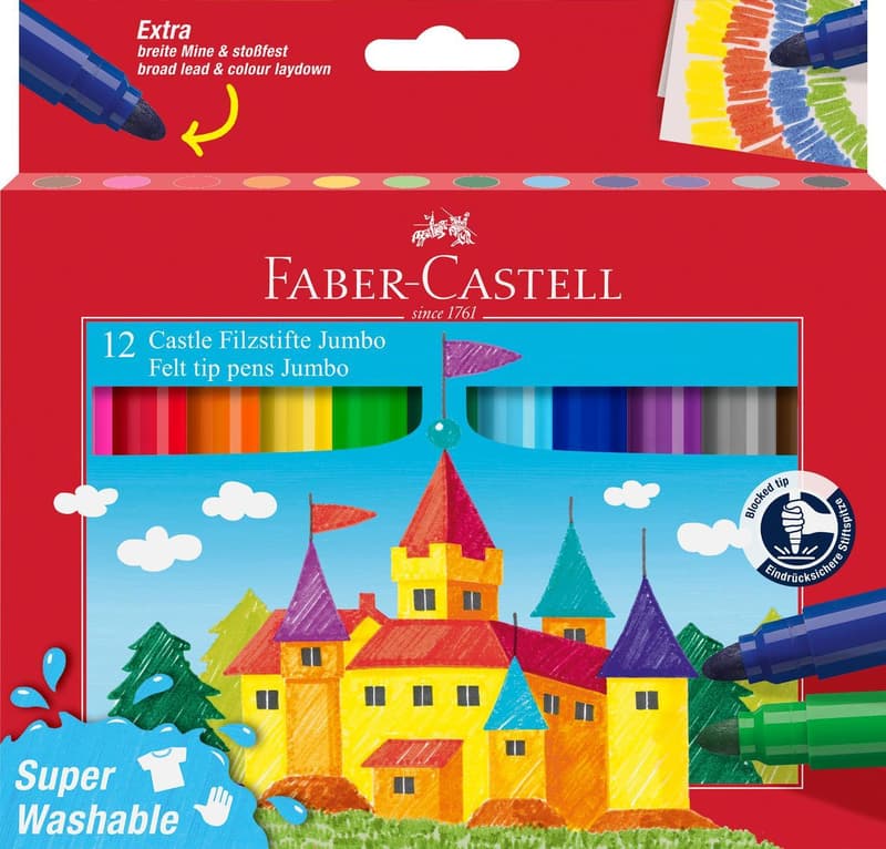 Faber-Castell Set carioci 12 culori, jumbo, superwashable