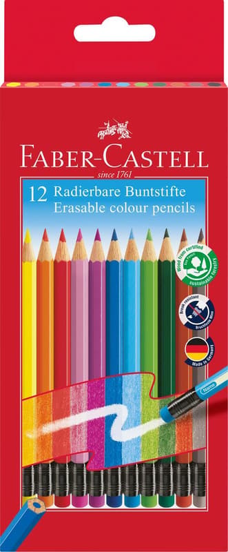Faber-Castell Set creioane colorate 12 culori cu guma ECO